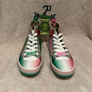 NEW Wicked | Ground up High-Top Sneakers in Pink and Green, size 8
